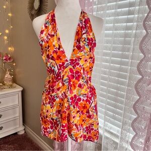 SHEIN multicoloured floral halter neck top/mini dress